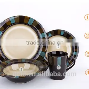 Stoneware Reactive Glaze 16 Pcs Dinnerware Set With Mosaic Design thumbnail-6