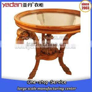 Goat Shaped Animal Feet Glass Round Wood Sofa Coffee Table thumbnail-3