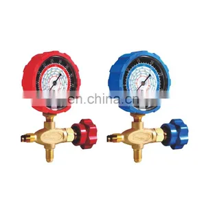 CT-466 A Conjunto de manómetros de colector único de bronce para sistemas de refrigeración HVAC, aire acondicionado automático, recarga de aire acondicionado AC con R134A, R22, R502. Manómetros HVAC thumbnail-1