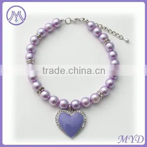 Crystal Stone Heart Pearl Cat Pendant Necklace thumbnail-3