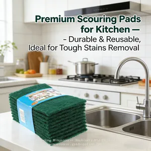 Green Dish 10pcs Scouring Pad Durable Kitchen Cleaning Cloth thumbnail-1