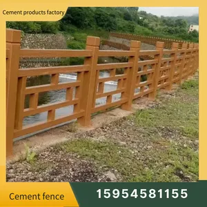 Cement Wood Grain Imitation Guardrail, River Channel Protection Fence, Concrete Precast Component Processing, Lujing Building Materials thumbnail-1