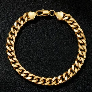 Gold Color Cuban Chain Bracelets for Men,6/8/10/12MM Stainless Steel Chain Link Wristband,Casual Hip Hop Male Jewelry Gift thumbnail-4