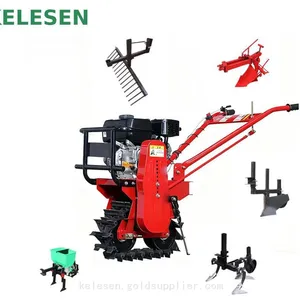 Kelesen Chain Track Tiller Garden Farm Orchard Handheld Tiller Slope Rotary Tiller thumbnail-1