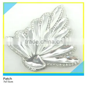Iron on Glass Stone Decals Hotfix Clear Rhinestone Leaf Design Applique 7x7.5cm thumbnail-1