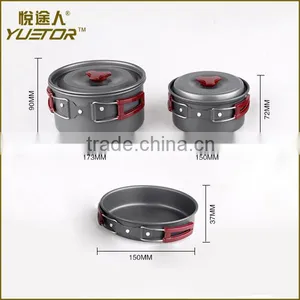 17pcs Lightweight Outdoor Camping Hiking Cookware Backpacking Cooking Picnic Bowl Pot Pan Set thumbnail-2