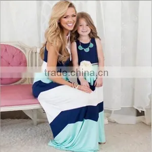Mommy and me Maxi Dress Stripe Fashion Women Dress Apparel Long Maix Dress Baby Dress Clothing thumbnail-1