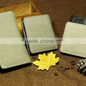 Hot Sell Men's Brown Rugged Canvas & Genuine Leather Bifold Bill Fold Wallet Bag thumbnail-2