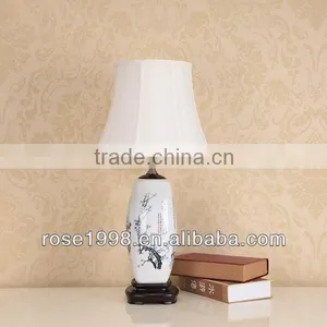Linen Shade of White Ceramic Table Lamp thumbnail-2
