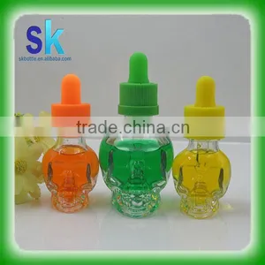 Skull Glass Dropper Bottle 15ml 30ml e Liquid Bottle With Child and Tamperproof Cap thumbnail-1
