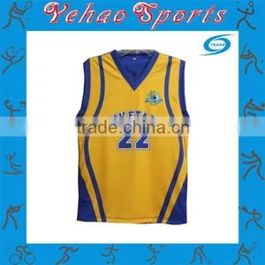 Reversible Yellow and Blue Basketball Jersey With Custom Logo thumbnail-1