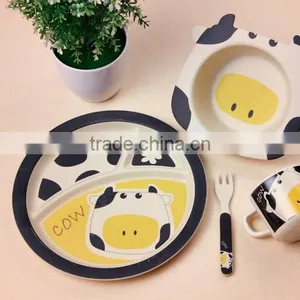 Eco-friendly Kids Dinnerware Set- Cow Design thumbnail-4