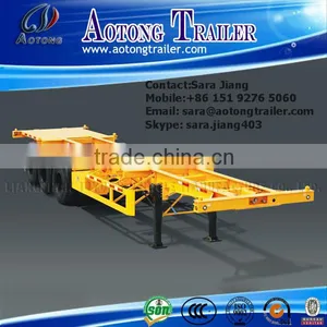 Factory Price Aotong 3 Axles 40 ft Skeleton Container Trailer , 20 ft Skeleton Semi Trailer Container Chassis thumbnail-2