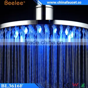 Round Brass Luxury Shower High Pressure Colorful LED Shower Head Powered by Water Pressure thumbnail-6