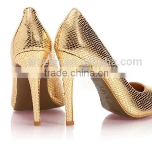 2016 Latest Style Gold Genuine Leather Bride Shoes Wedding High Heel Shoses thumbnail-2