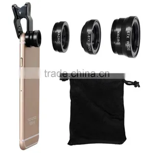 Hot Selling Universal 3 In 1 Clip On Fish Eye Macro Wide Angle Smartphone Camera Lens for Samsung Galaxy j5 thumbnail-1