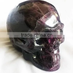Natural Semi-precious Gemstone Purple Fluorite Skull thumbnail-1