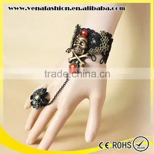 Skull Cheap Woven Lace Bracelet, Lace Cuff Bracelet thumbnail-3