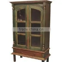 Pillar Pie Safe Cabinet 2 Drawers Green Wash thumbnail-1