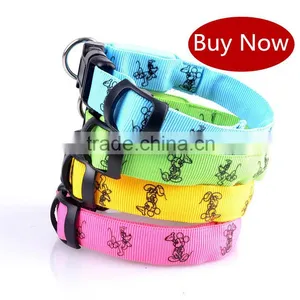 Adjustable Lovely Pet Dog Flashing Safety Nylon Night Glow Collar LED Lights thumbnail-1