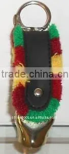 3.6inch Keyring Cowbell A4-C017 in Gold Plated With Leather Strap and Fringes as Souvenir (E137) thumbnail-1