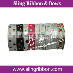 25 Yards Polka Dot Polyester Satin and Grosgrain Ribbon For Retail thumbnail-3
