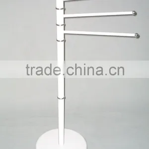 Metal Standing Rotating Towel Rack Stand White Base thumbnail-1
