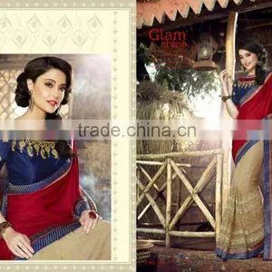 Black Color Saree Embroidery Work Done With Beautiful Red Color Pipeping Beauty Designer Sarees thumbnail-4
