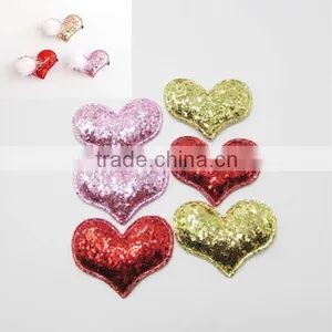 Ultrasonic PU Heart Shape Embossed Applique/sequin Heart Shape Patches thumbnail-1