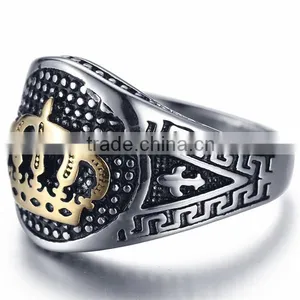 Hiphop Gothic 316L Stainless Steel Gold Crown Ring for Men thumbnail-4