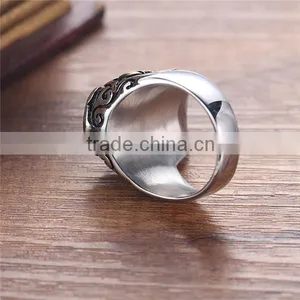 Gold Silver Engraved Vintage Gothic Surgical Stainless Steel Skull Ring for Man thumbnail-5