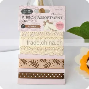 Pattern Ribbon, Grosgrain Ribbon , Ribbon Set , Lace , Scrapbooking Ribbon, Ribbon for Bowing thumbnail-1
