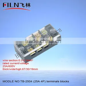 Screw Connect 25A 4P Copper Material TB Terminal Block TB-2504 thumbnail-1