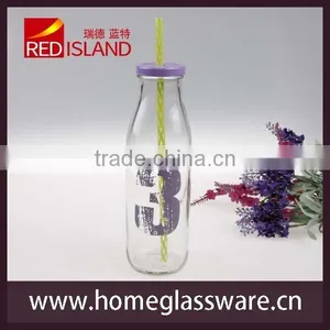 16oz Milk Glass Bottle With Lids, Straws From China thumbnail-1