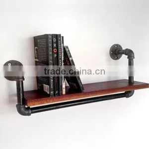 Grey Finish Industrial Two Tier Wall Mounted Shelf Antique Home Decor thumbnail-2
