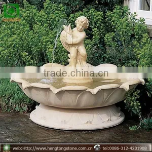 Beige Marble Children Statue Water Fountain thumbnail-1