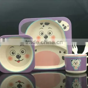 Best Selling ECO Bamboo Fiber Kid Dinnerware With Cup,plate,bowl,fork,spoon thumbnail-3