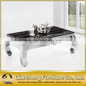 Square Coffee Table Center Table Stainless Steel Base Modern thumbnail-2