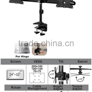 MONITOR ARM BY Aluminum Desk Dual LCD Monitor Arm Clamp Mount thumbnail-1