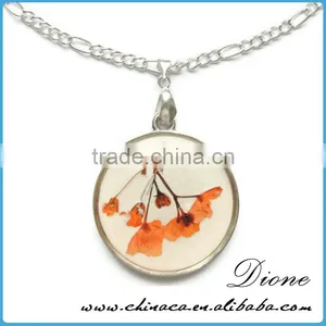 Handmade Clear Resin 30mm 20mm Dried Pressed Real Flower Pendant thumbnail-1
