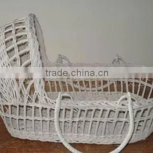 Hand Made White Baby Wicker Basket thumbnail-6