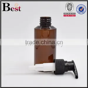 2017 Hot New Products Cosmetic Oblique Shoulder Beard Oil Lotion Pump Amber PET 100ml Plastic Bottle for Oil thumbnail-3