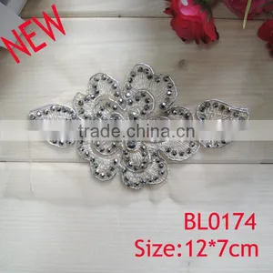 Cheap Handmade Sewing Bead Lace Flower Applique for Dress thumbnail-1