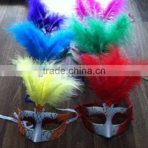 Party Mask With Cloth Feather Rhinestone Decoration Accessory thumbnail-1