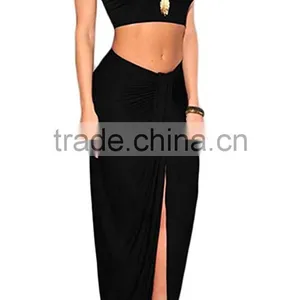 Pictures of Long Skirts and Tops for Women's Sexy 2 Pieces Tank Tops Bodycon Maxi Skirt thumbnail-5