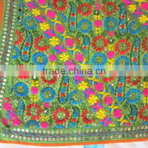 Green Multicolor PHULKARI GEORGETTE DUPATTA SHAWL, Sequin Hand Embroidery thumbnail-2