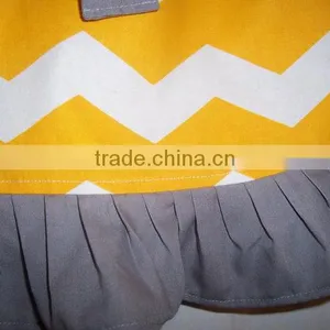 Children's Yellow Chevron and Polka Dot Hem Girls Pillowcase Dresses With Ribbon Childrens Boutique Clothing thumbnail-4