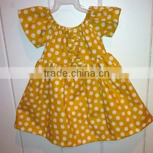 Ginger and White Polka Dot Smocked Dress Baby Girl Party Dress Frock Design Baby Polka Dot Dress thumbnail-1