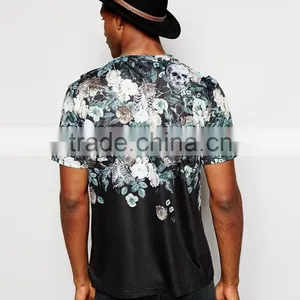 Stylish Floral Skull Printed t Shirt, Sublimation Printing t Shirt Wholesale thumbnail-2