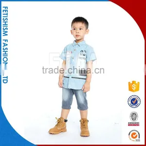Europe United States Style Cowboy T-shirt / Denim Shirt / Sublimation Anti-Pilling Washed Casual Cotton Kids Little Boys T-shirt thumbnail-1